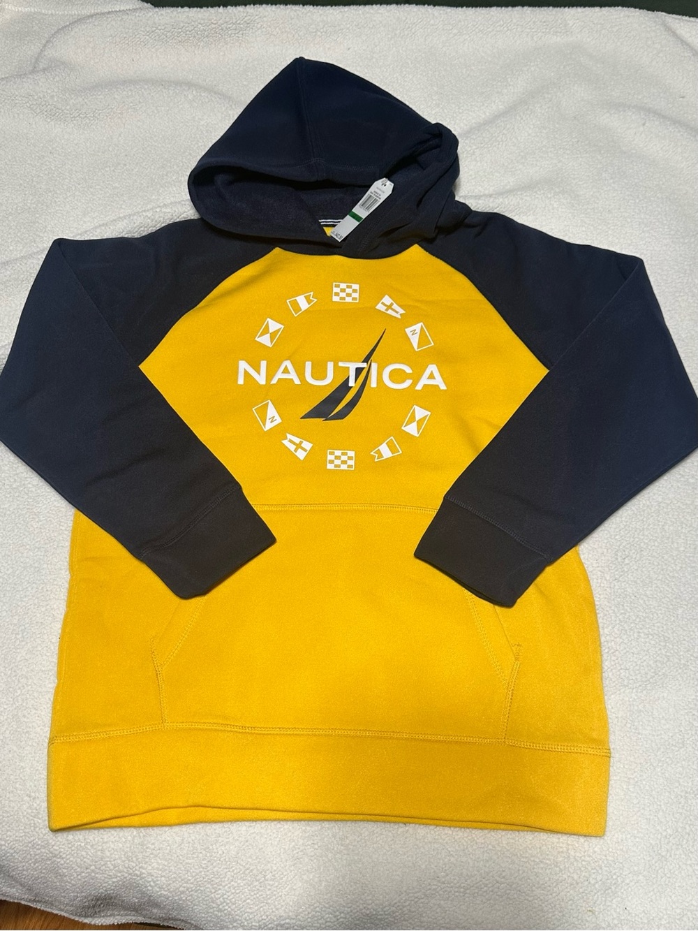 Nautica Kid’s Yellow and Navy Crewneck Logo Pullover